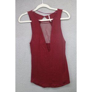 Free People Open Sides Tank Top-Low Cut Mesh-Medium-BOHO-Sexy-Cut Out Back